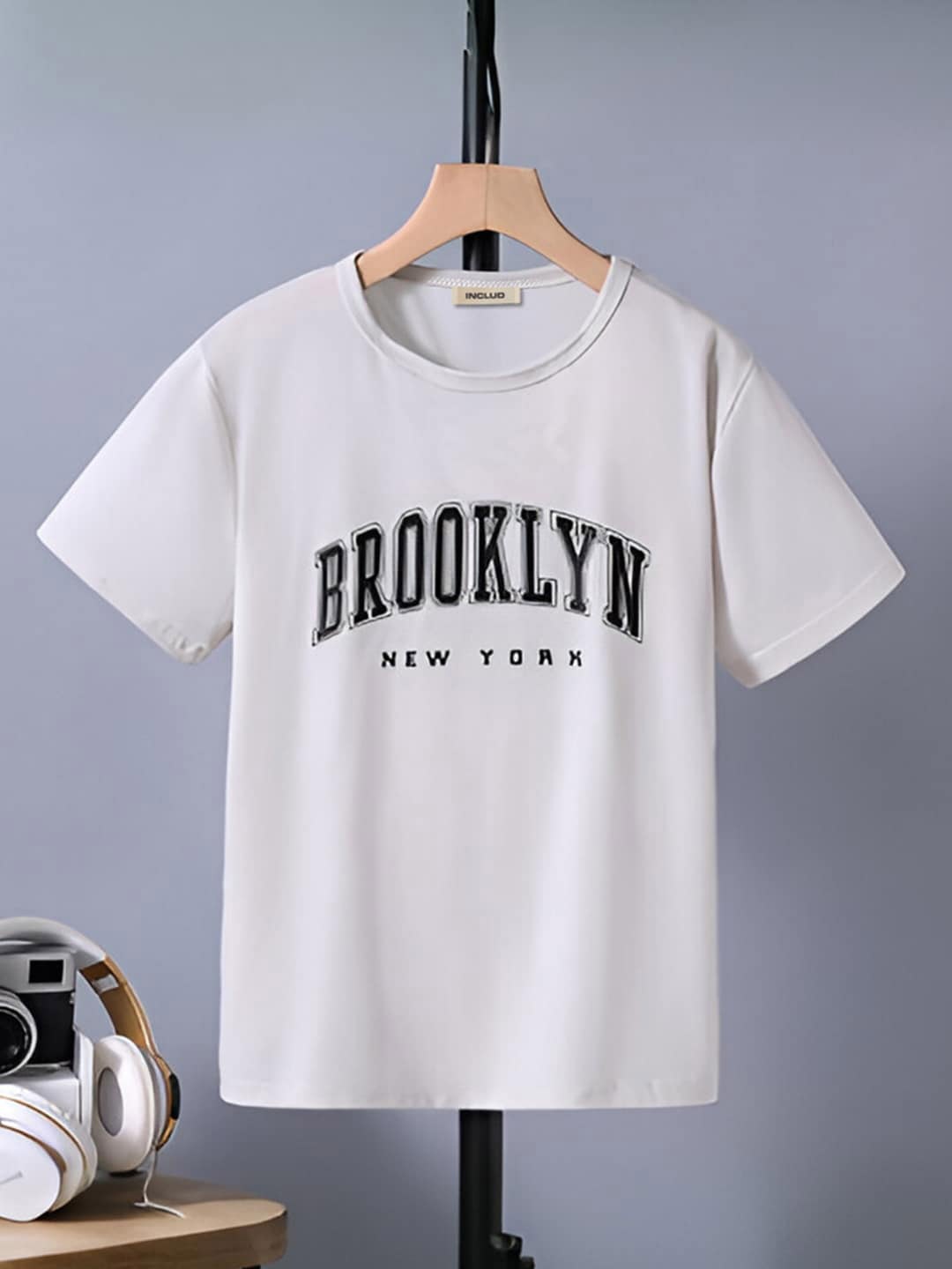 

INCLUD Boys Typography Printed Round Neck T-shirt, White