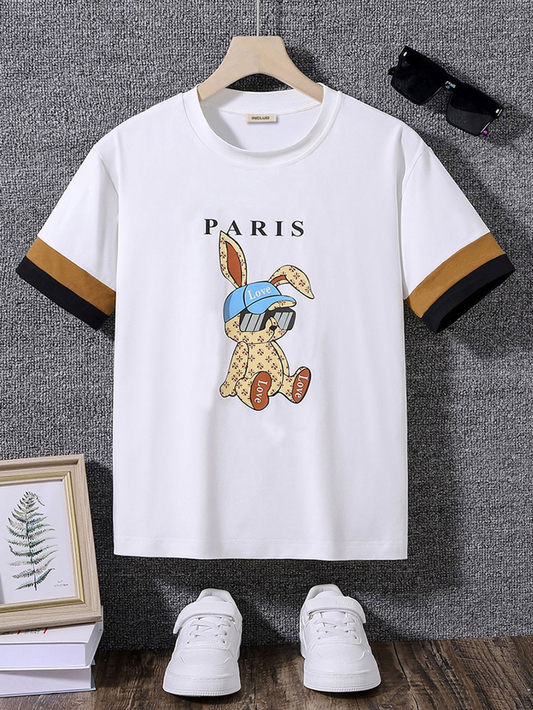 

INCLUD Boys Graphic Printed Round Neck T-shirt, White