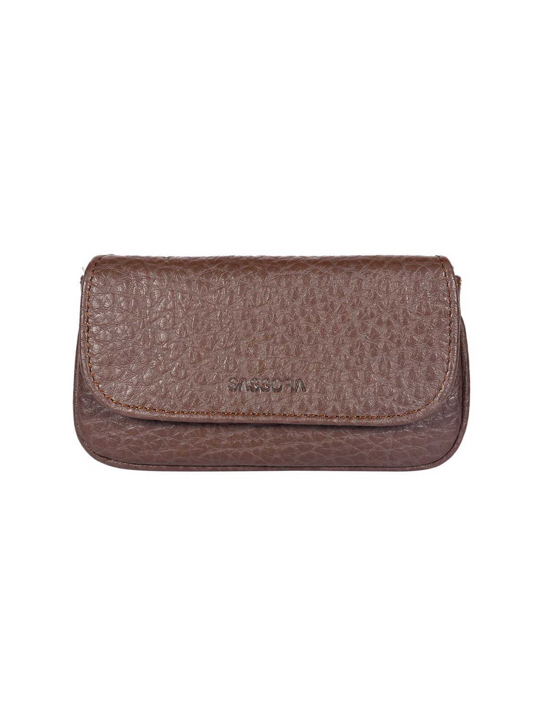 

Sassora Leather Textured Round Compact Keycase & Coin Pouch, Brown