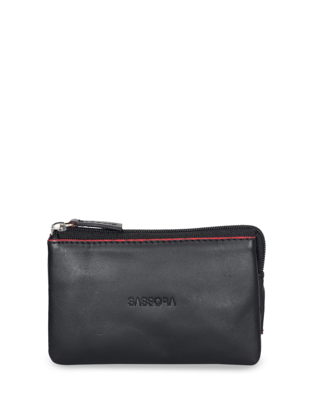 

Sassora Compact Leather Pouch Travel Accessory, Black