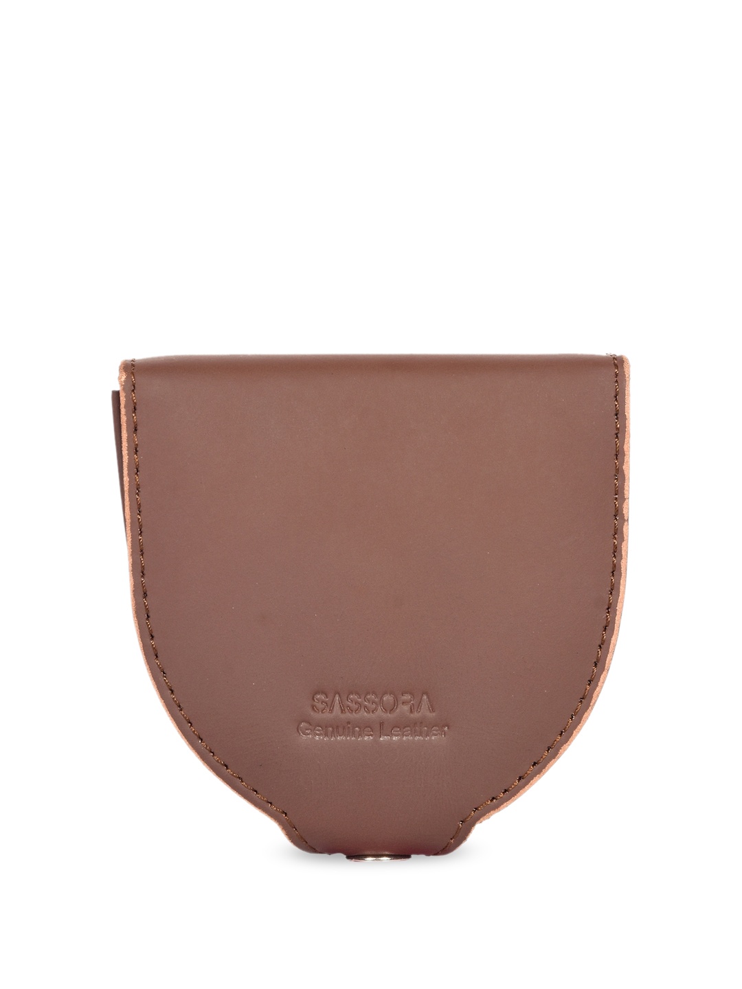 

Sassora Leather Compact Coin Pouch, Tan