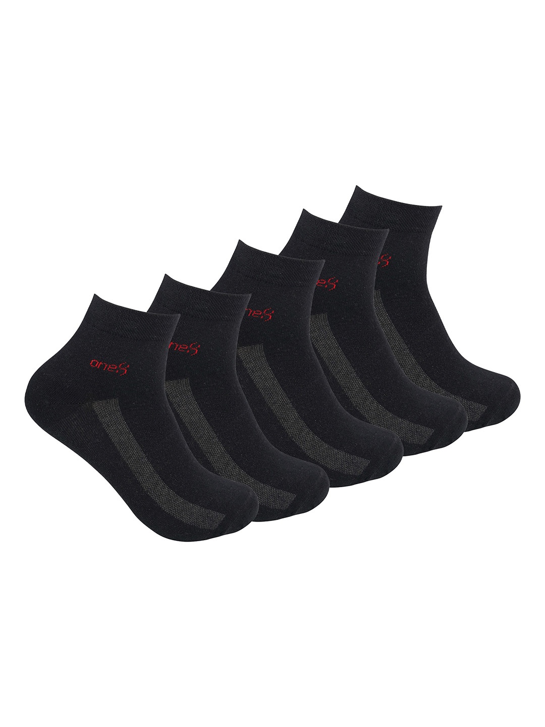 

One8 Men Pack Of 5 Antimicrobial Ankle Length Gym Socks, Black