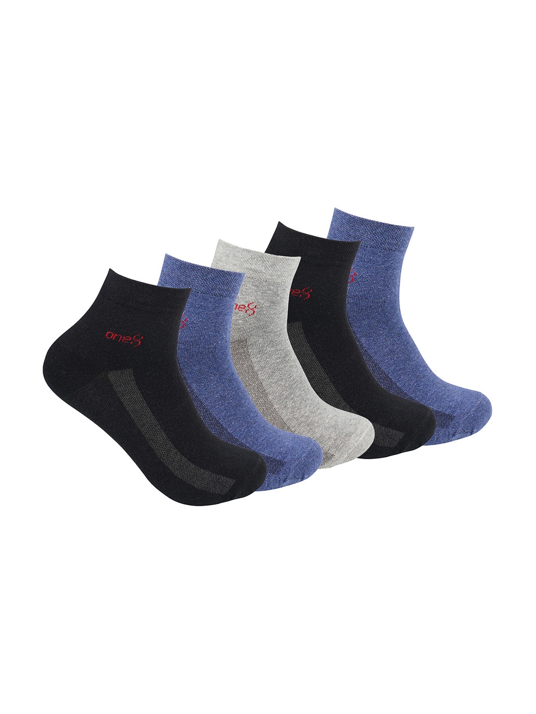 

One8 Men Pack Of 5 Antimicrobial Ankle Length Gym Socks, Black