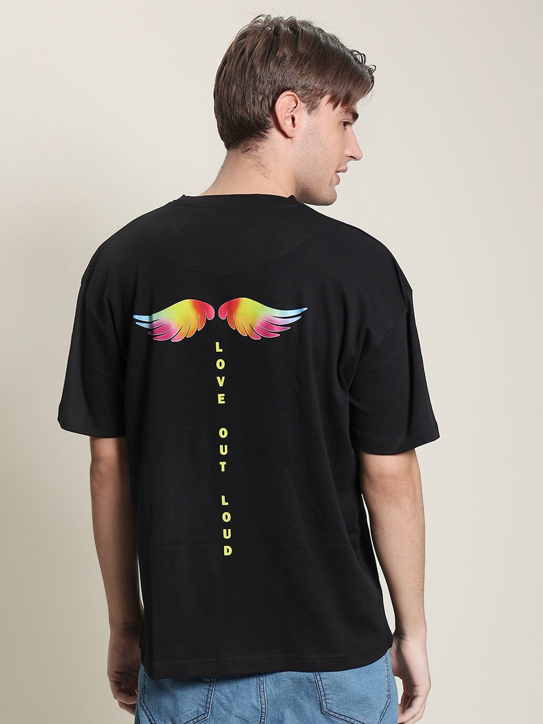 

Bene Kleed Men Pride Love Out Loud Black Oversized T shirt