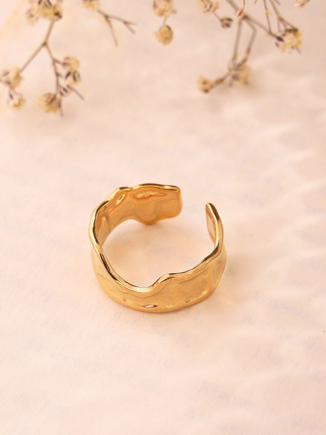 

PRITA Gold-Plated Hammered Adjustable Finger Ring
