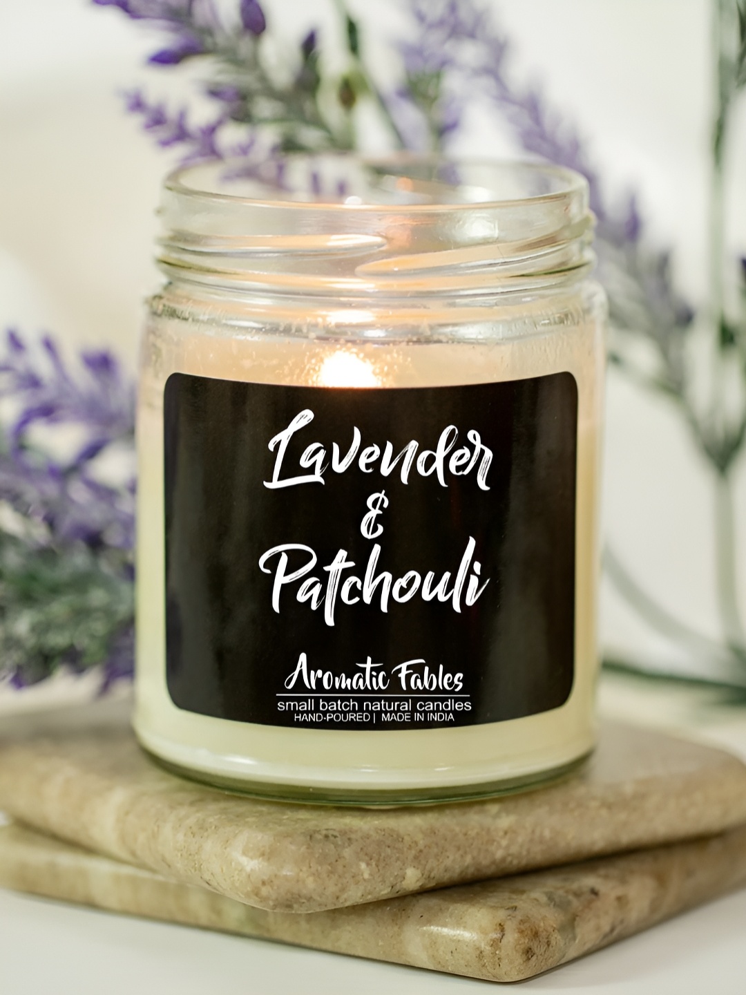 

Aromatic Fables White Scented Glass Jar Candles with Black Lid