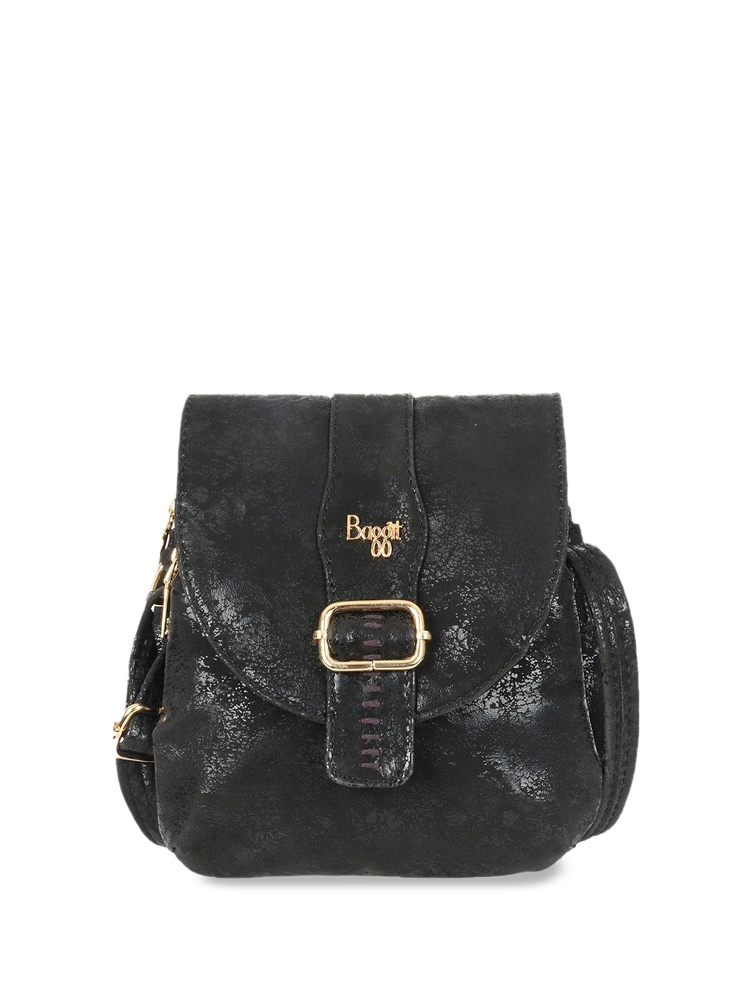 

Baggit Textured Structured Sling Bag, Black