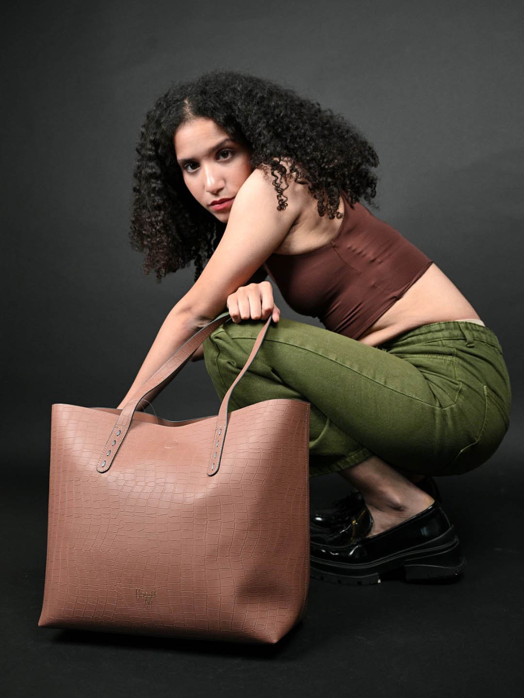 

Baggit L Dila Jump Textured Structured Tote Bag, Tan