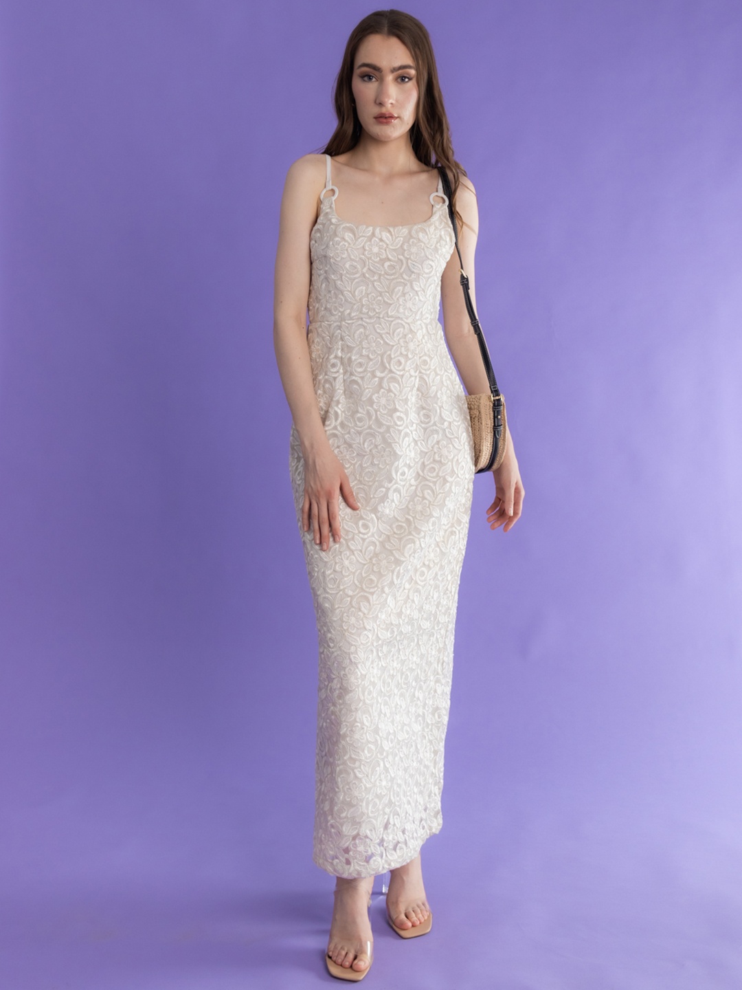 

Stylecast X Hersheinbox Embroidered Maxi Dress, Off white