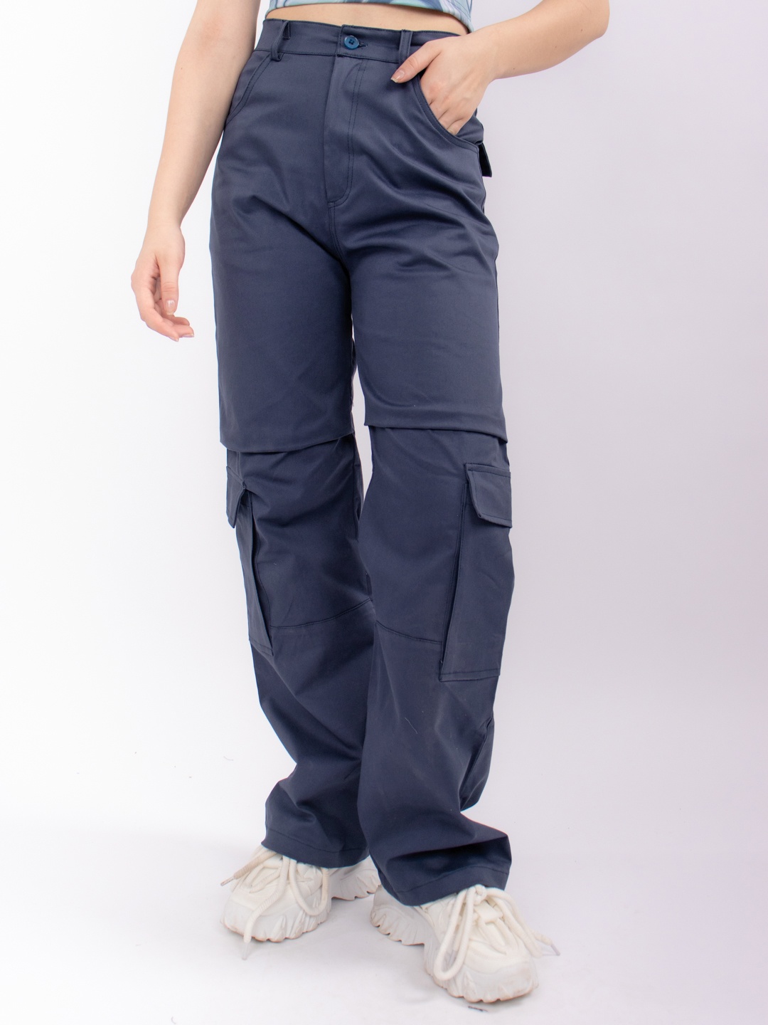 

Stylecast X Hersheinbox Women High-Rise Cargos, Navy blue