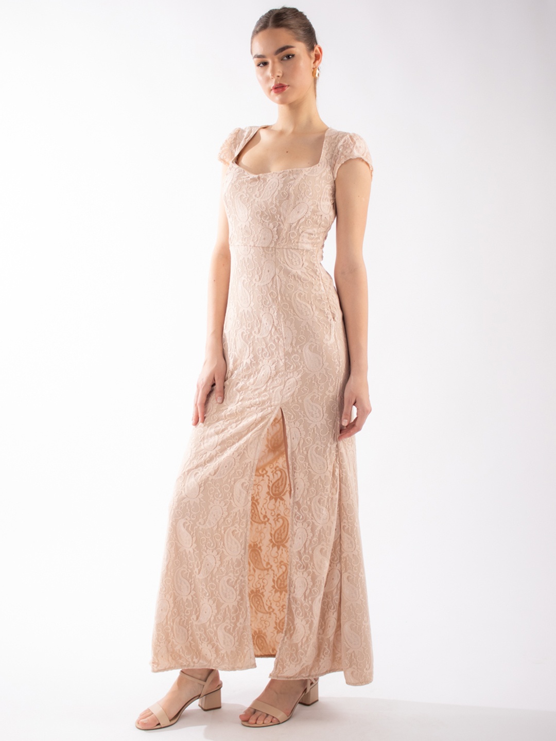 

Stylecast X Hersheinbox Lace Maxi Sheath Dress, Cream