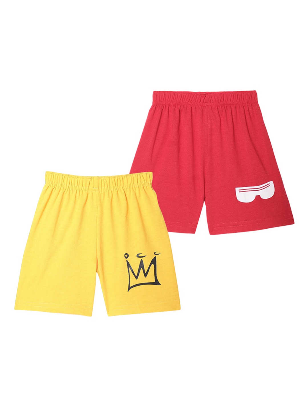 MACK JONNEY Kids Pack of 2 Graphic Printed Shorts, Yellow