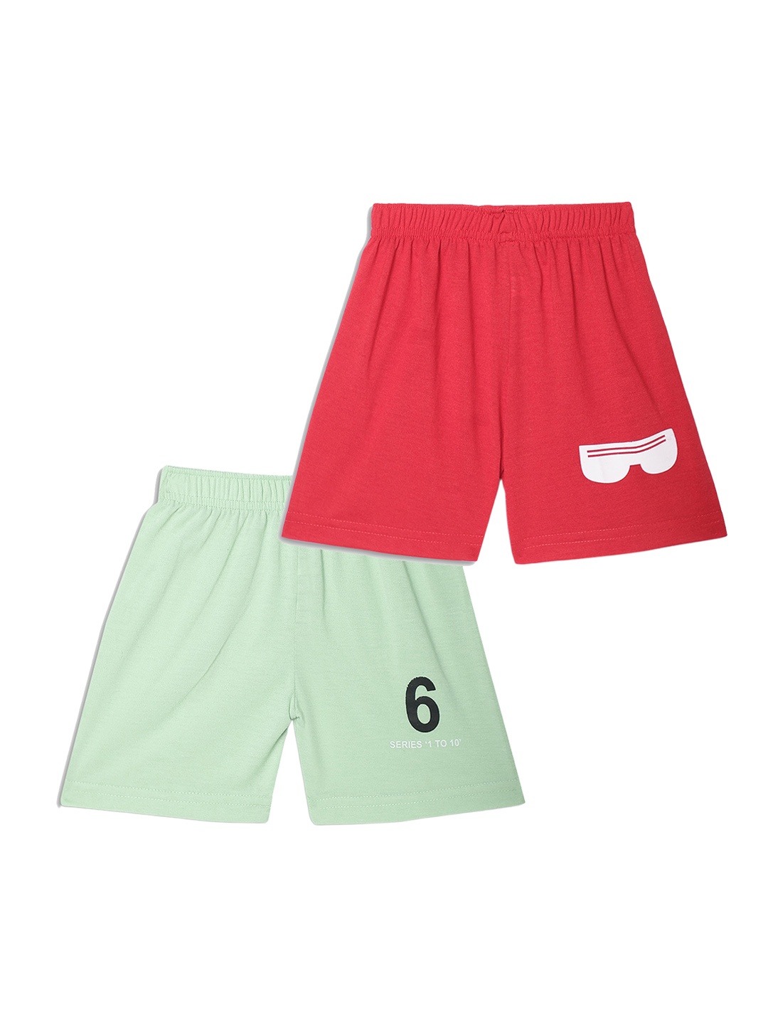 

MACK JONNEY Kids Pack of 2 Graphic Printed Shorts, Red