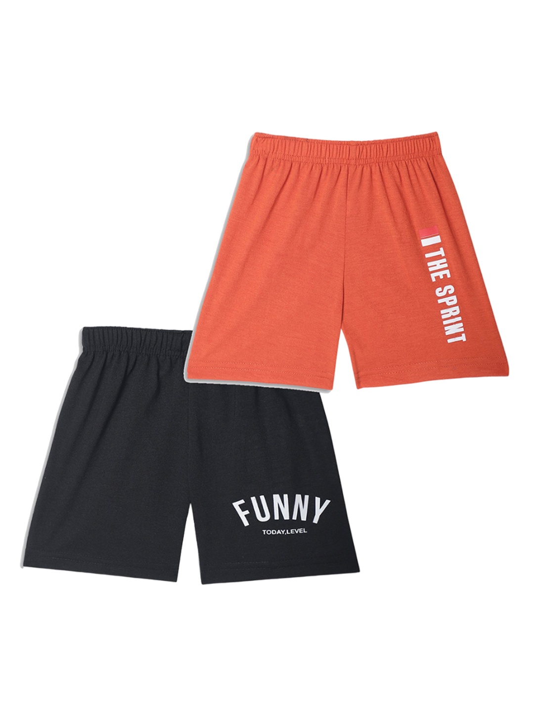 

VIMAL JONNEY Kids Pack of 2 Typography Printed Shorts, Black