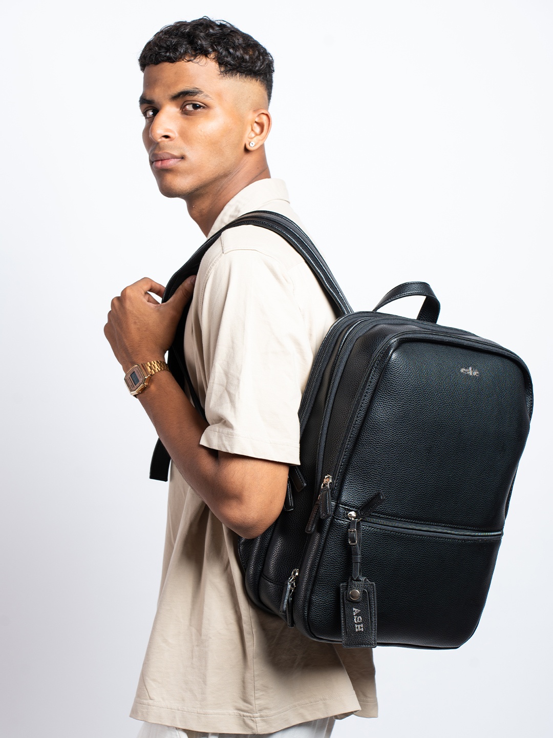 

Eske Unisex 14 Inch Laptop Leather Backpack, Black