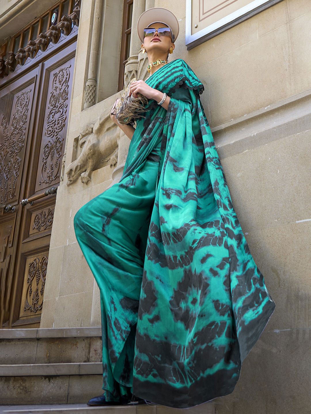 

Sangria Printed Saree, Teal