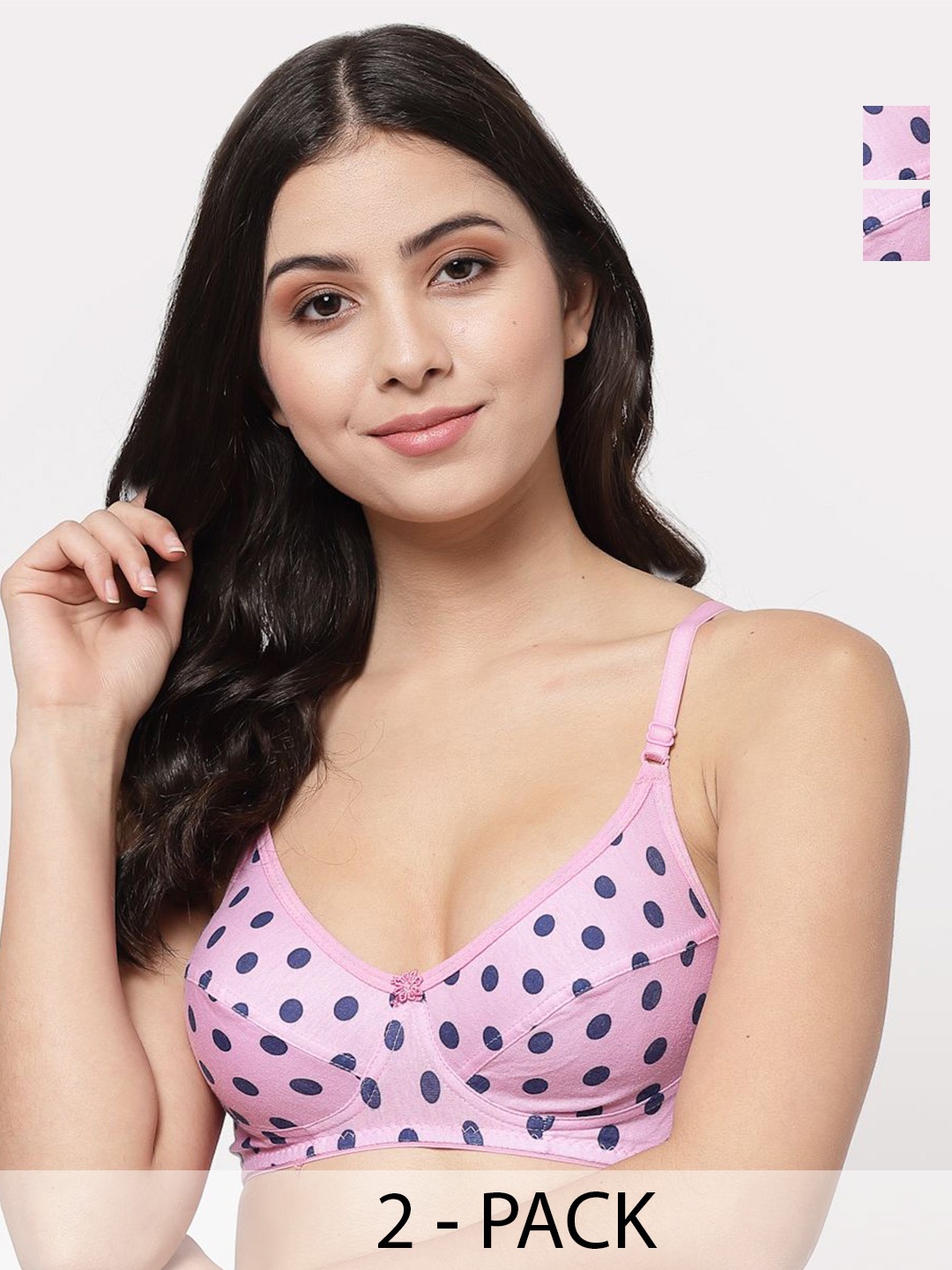 

Docare Pack of 2 Printed Full Coverage Everyday Bras With All Day Comfort, Pink