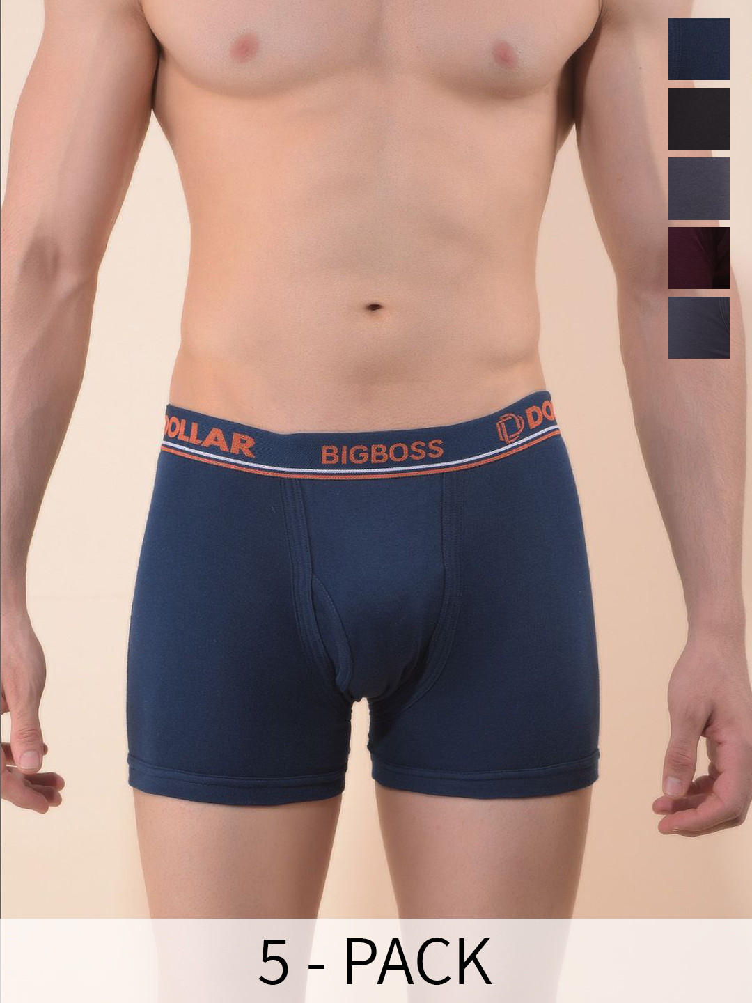 

Dollar Bigboss Pack Of 5 Assorted Breathability Trunks MBTR-04-INTRSCD-PO5-CO1-S24