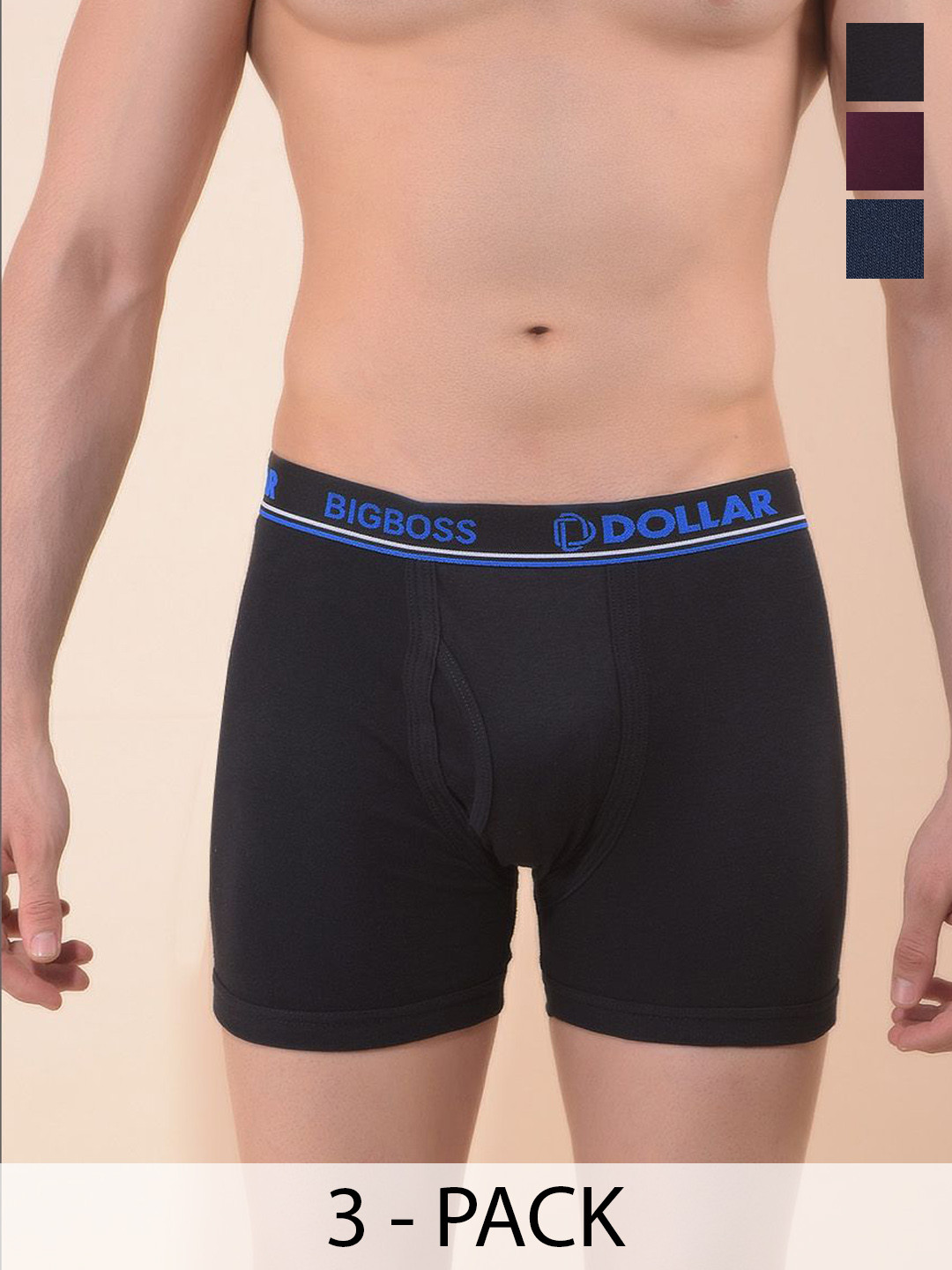 

Dollar Bigboss Pack Of 3 Assorted Cotton Trunks MBTR-04-INTRSCD-PO3-CO1-S24