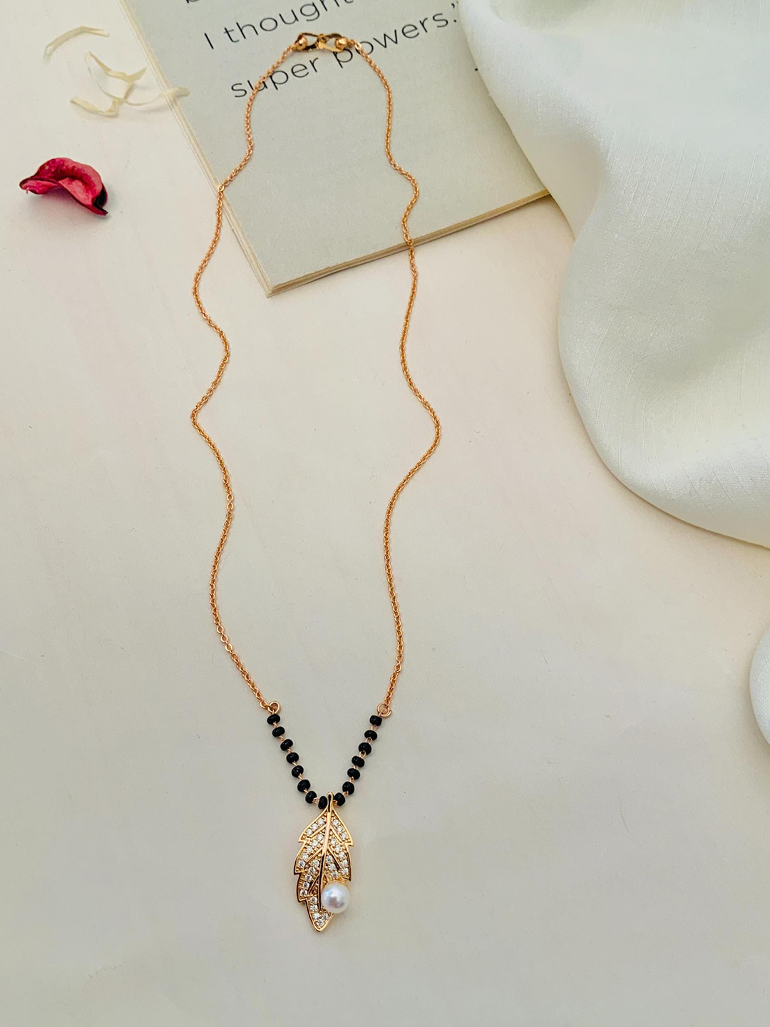 

ABDESIGNS Rose Gold-Plated American Diamond Mangalsutra