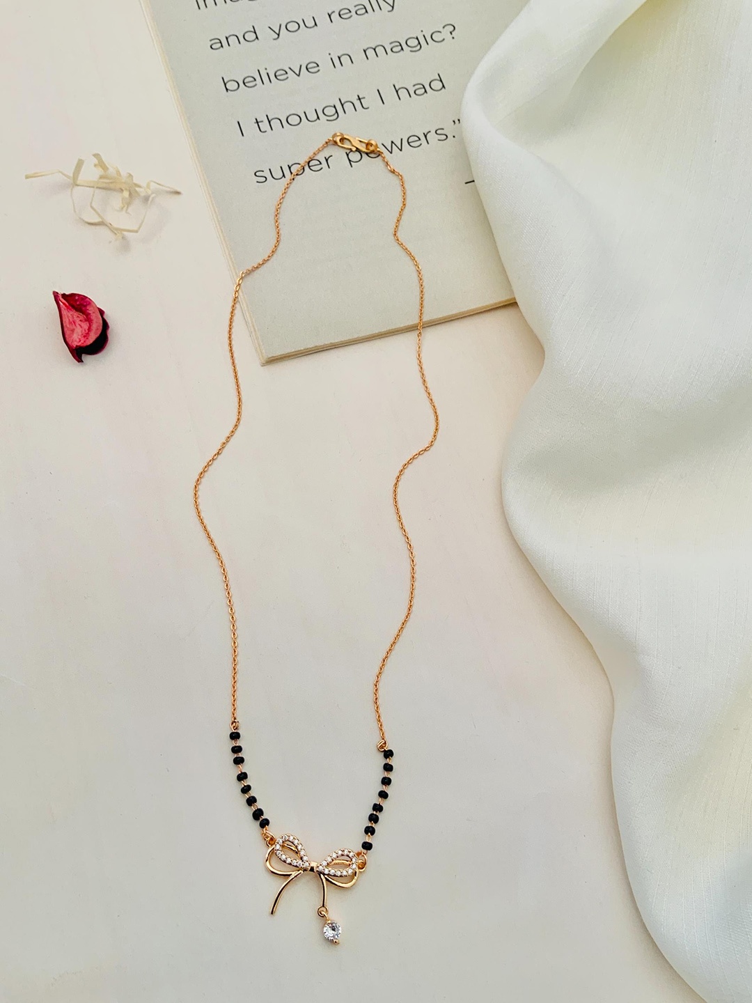 

ABDESIGNS Rose Gold-Plated American Diamond Mangalsutra