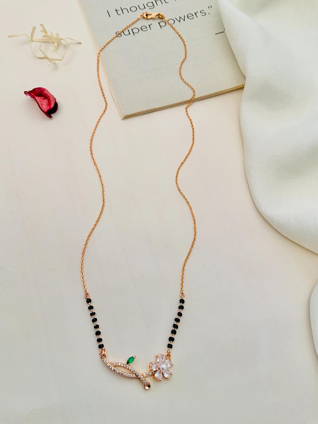 

ABDESIGNS Rose Gold-Plated Stones and Beads Mangalsutra