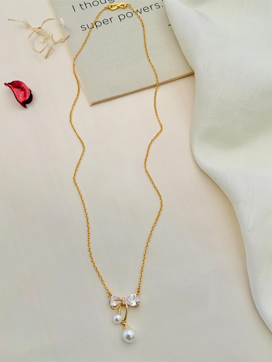 

ABDESIGNS Gold-Plated Stone-Studded & Beaded Brass Chain
