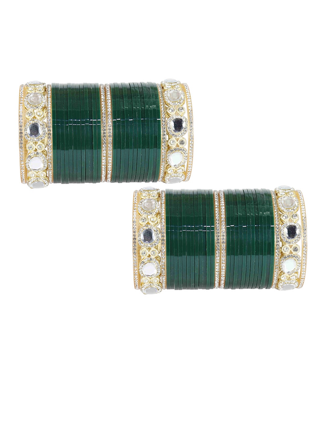 

LAVAZZA Set Of 64 Gold-Plated Crystal Studded Chuda Bangles