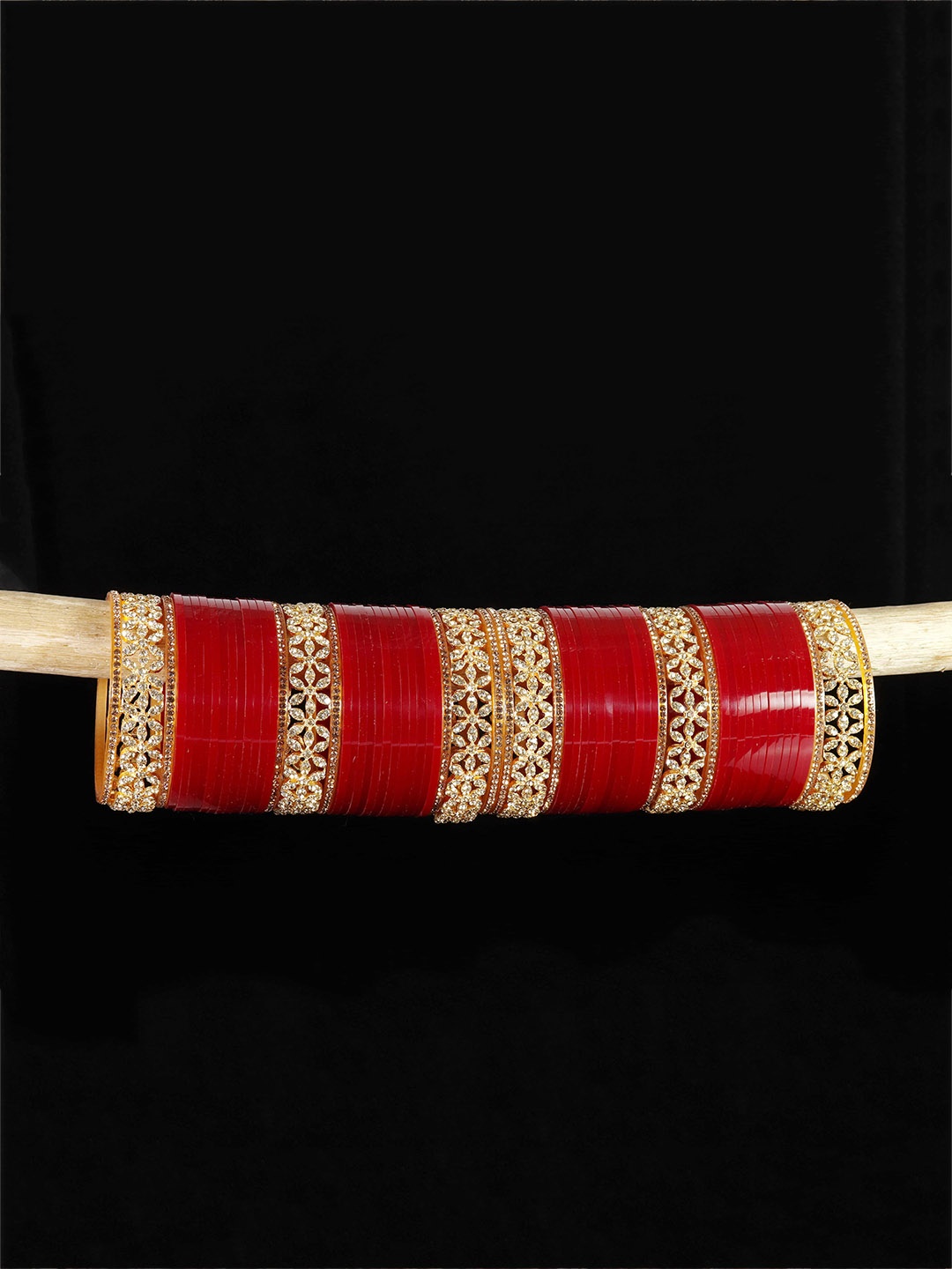 

LAVAZZA Set Of 66 Gold-Plated Crystal Studded Chuda Bangles