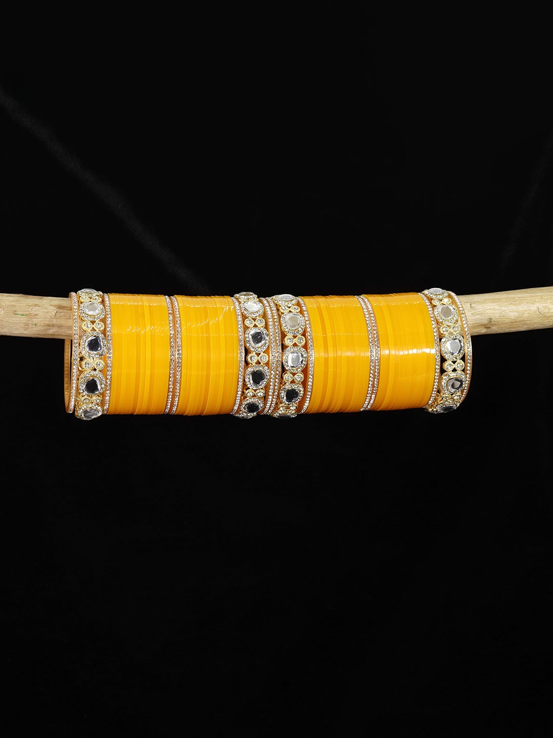 

LAVAZZA Set Of 64 Gold-Plated Crystal Studded Chuda Bangles