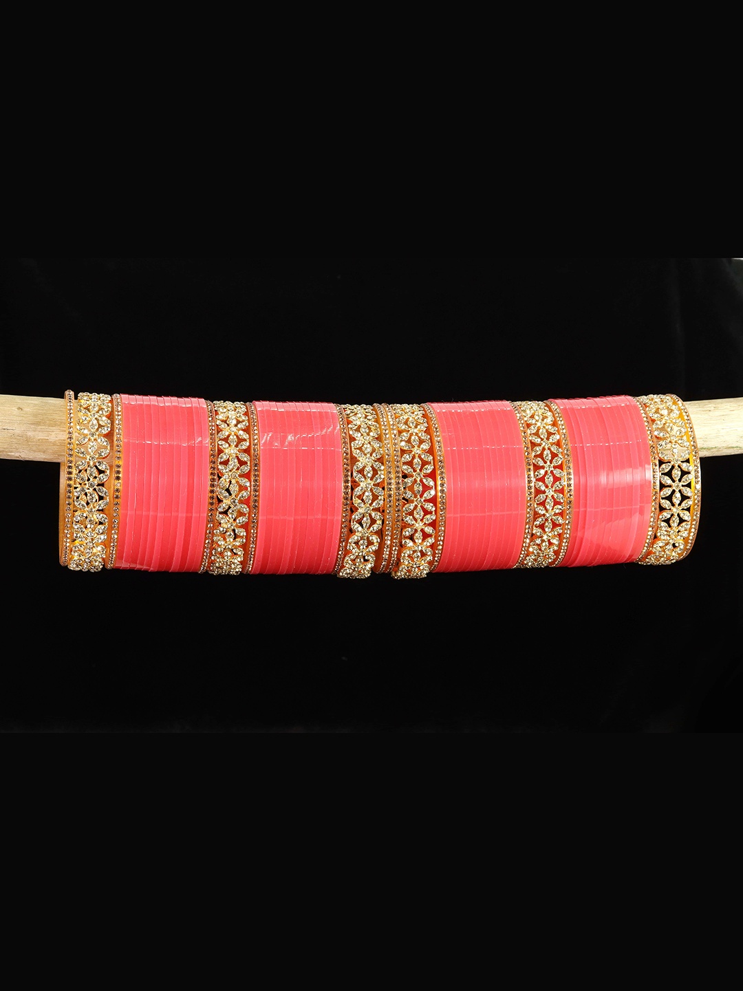 

LAVAZZA Set Of 66 Gold-Plated Crystal Studded Chuda Bangles