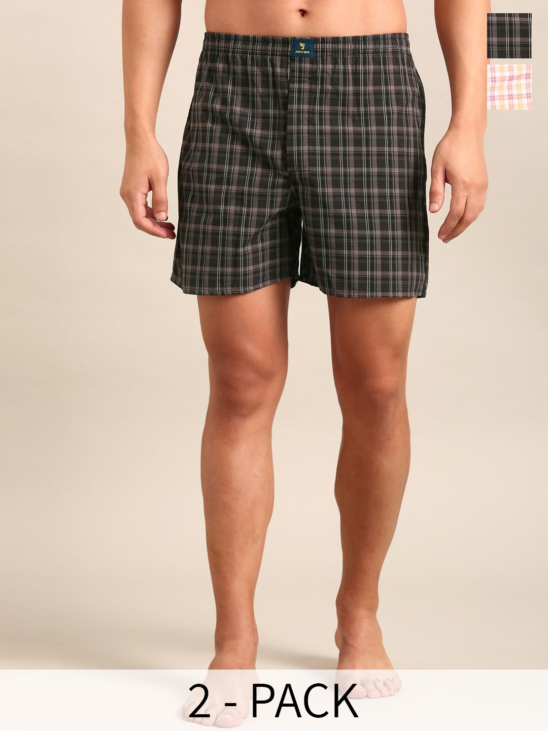 

Joven Pack Of 2 Printed Pure Cotton Boxers JB2C019, Black
