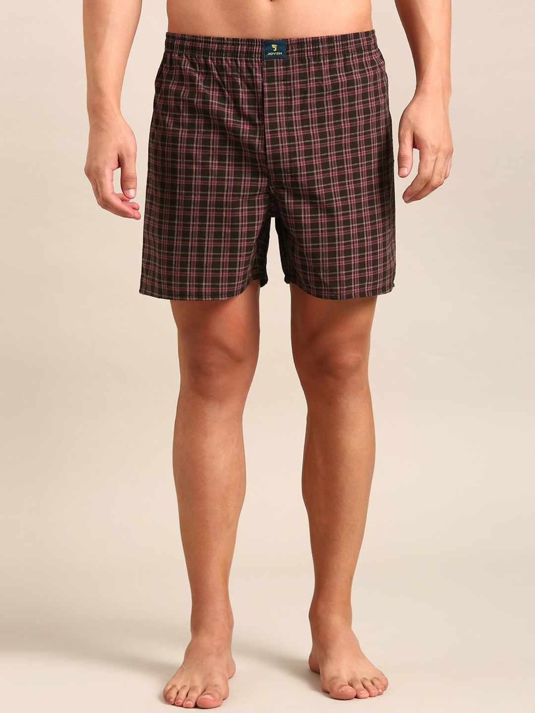 

Joven Checked Pure Cotton Boxers, Brown