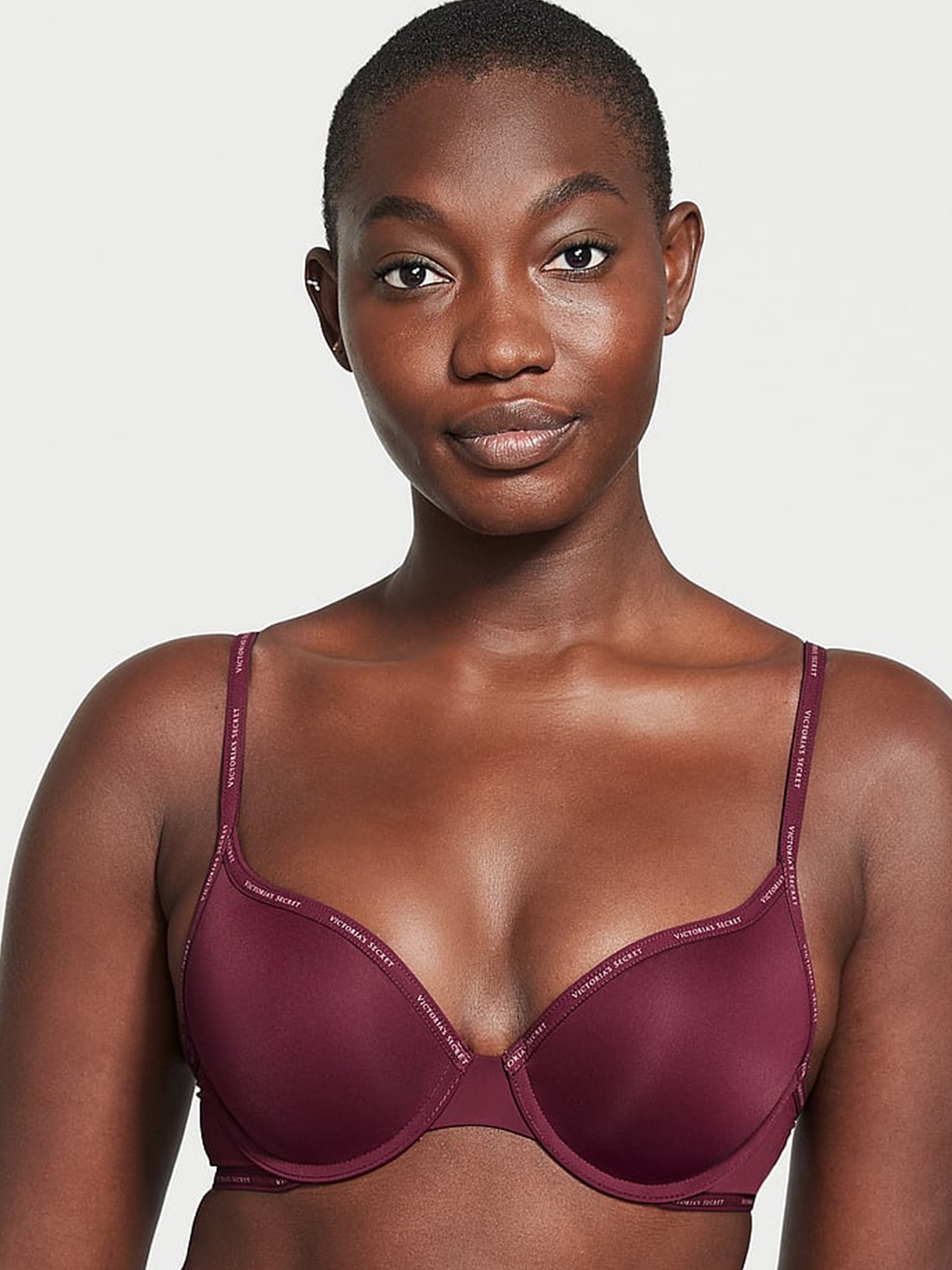 

Victoria's Secret The T-shirt Underwired Perfect Shape Push-Up Bra With All Day Comfort, Burgundy