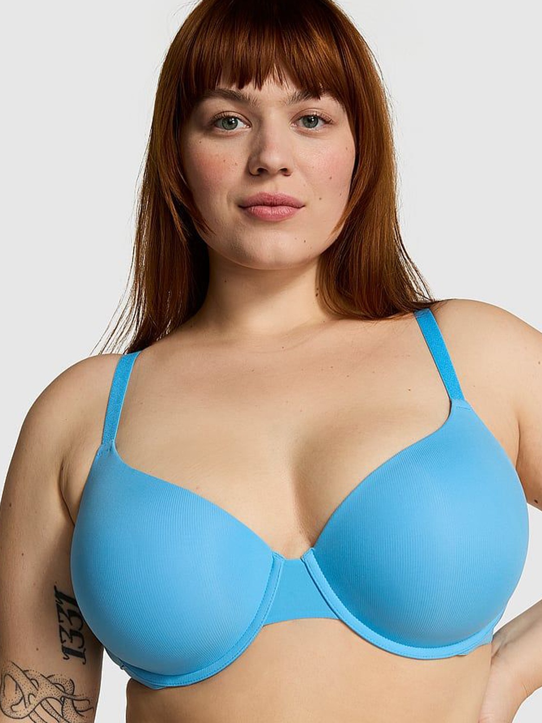 

Victoria's Secret PINK Half Coverage Lightly Padded Underwired T-shirt Bra-All Day Comfort, Blue