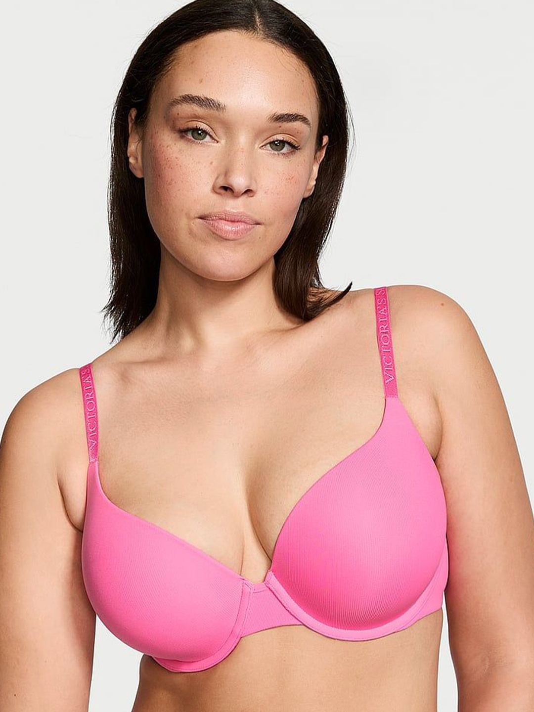 

Victoria's Secret The T-shirt Perfect Shape Micro-Rib Push-Up Bra With All Day Comfort, Pink