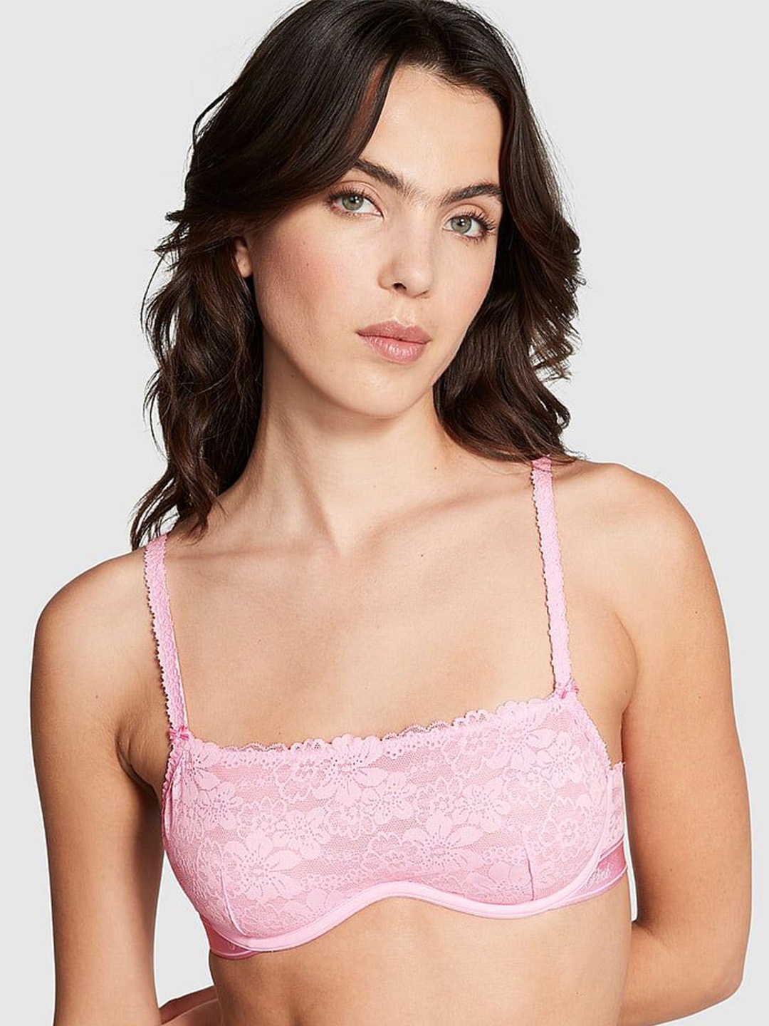 

Victoria's Secret Floral Bralette Bra Medium Coverage Underwired, Pink