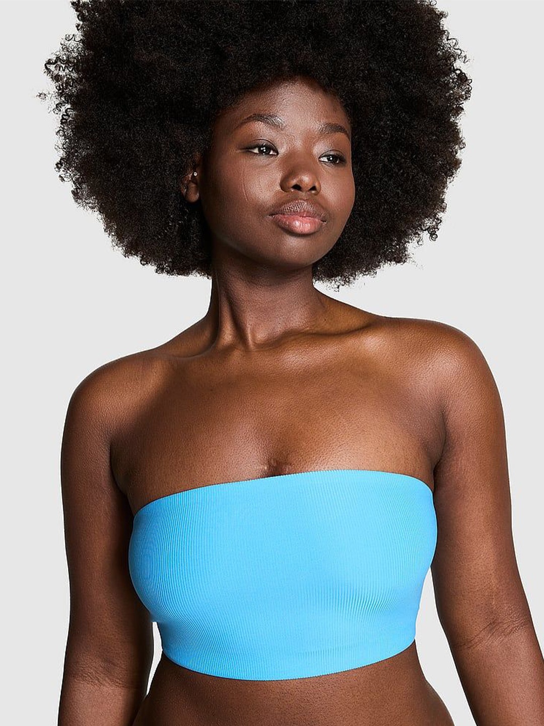 

Victoria's Secret PINK Medium Coverage Stretchable Bandeau Bra- All Day Comfort, Blue