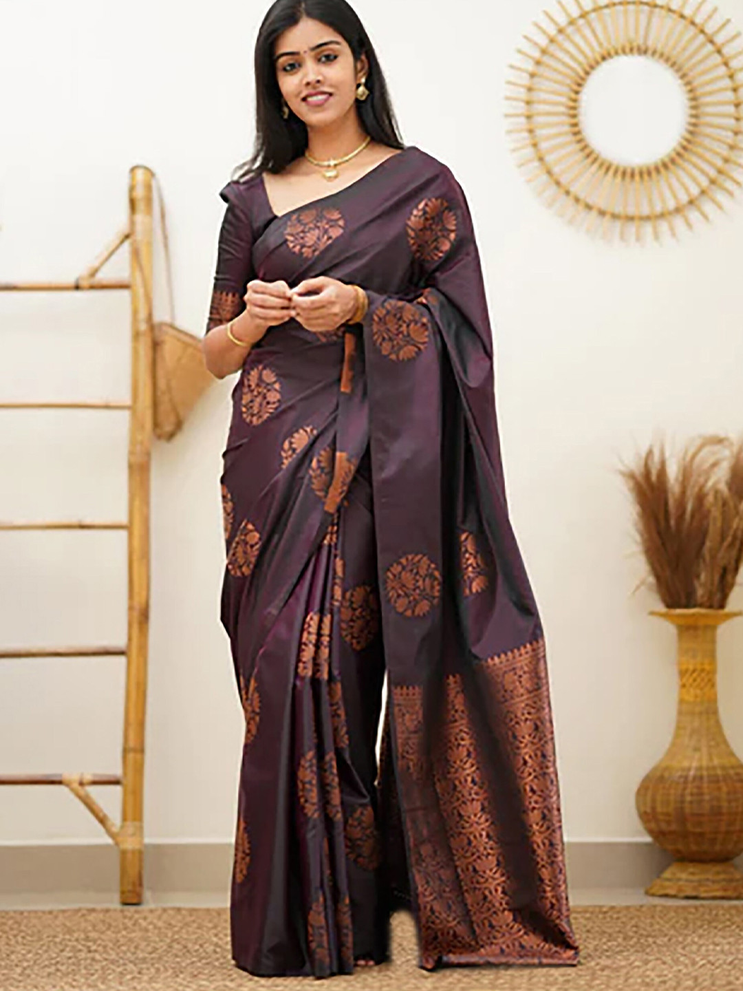 

Anjaneya Sarees Woven Design Banarasi Saree, Purple