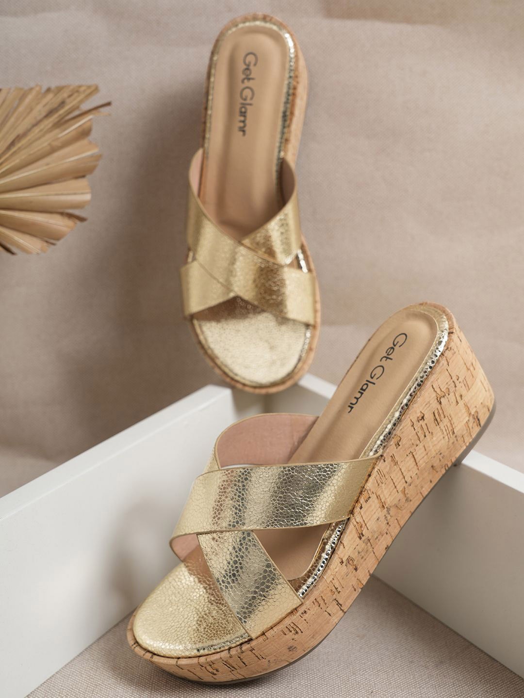 

Get Glamr Open Toe Wedge Heels, Gold