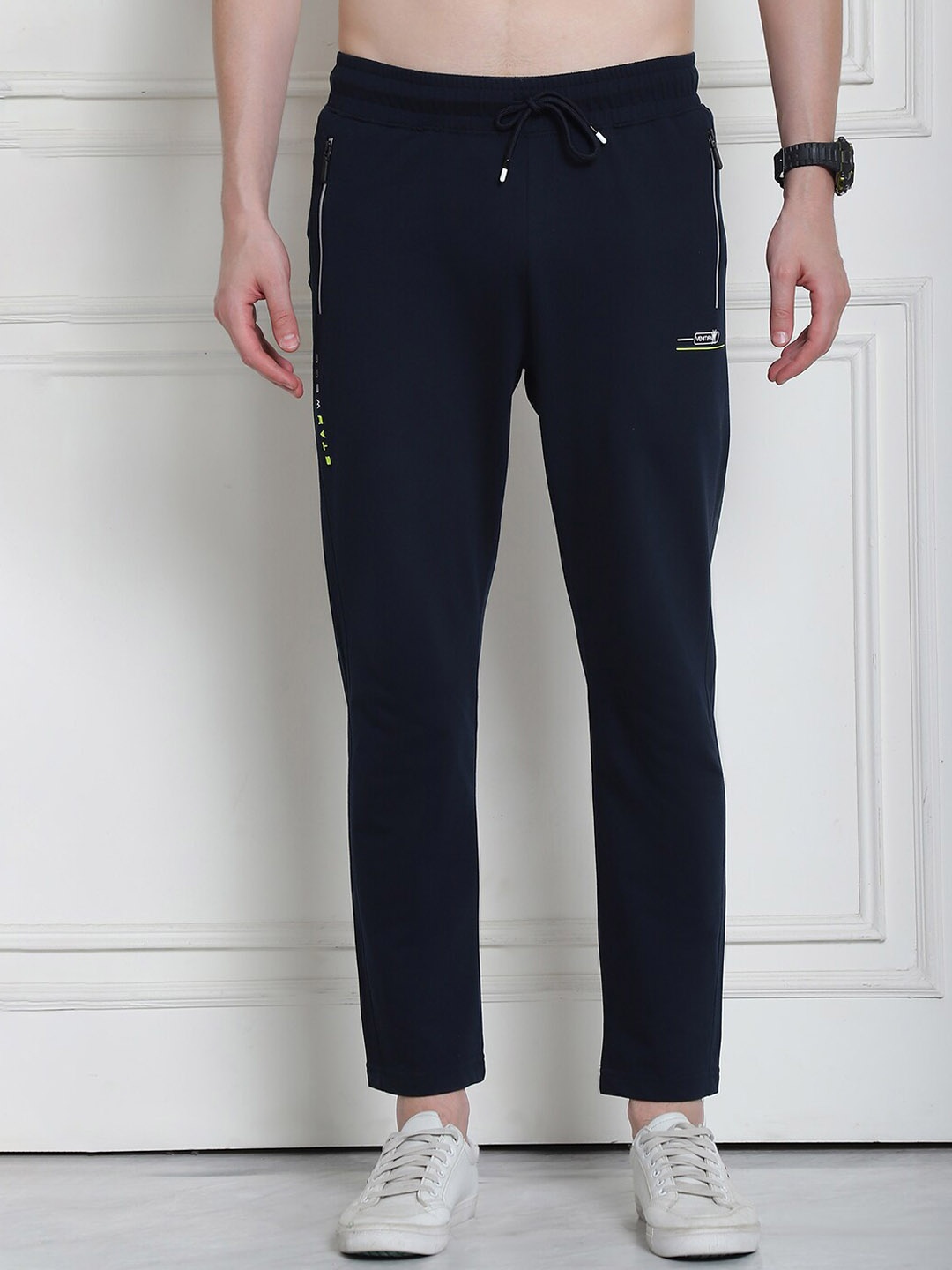 

VENITIAN Men Slim Fit Track Pants, Navy blue