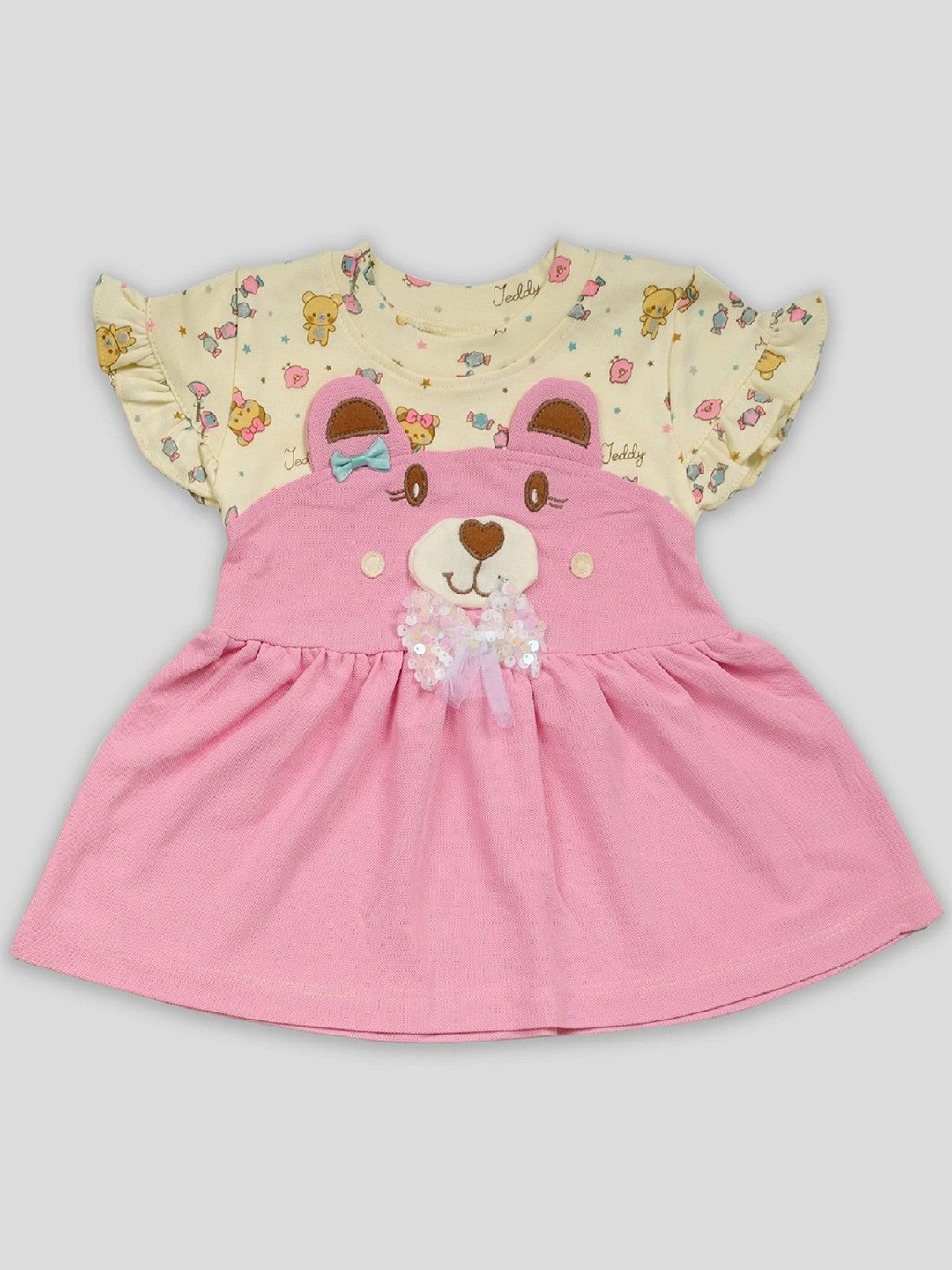 

Babys Day Print Cold-Shoulder Fit & Flare Dress, Pink