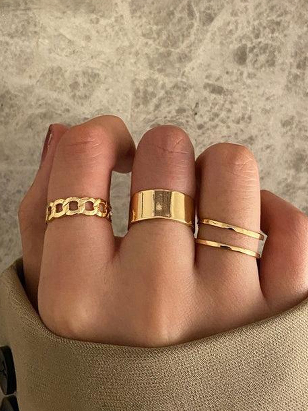 

Jewels Galaxy Set of 3 Gold Plated Finger Ring