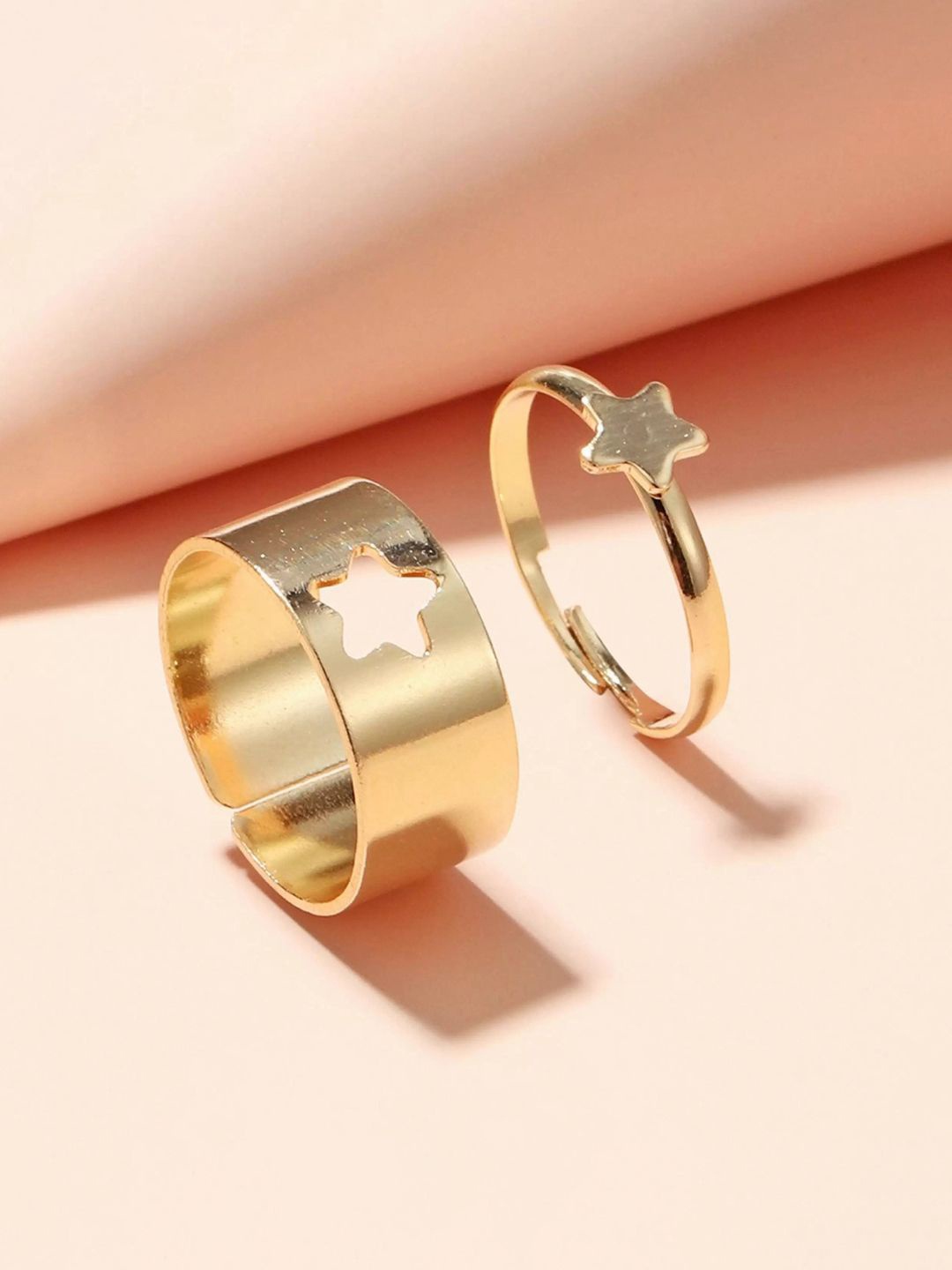 

Designs By Jewels Galaxy Set Of 2 Gold-Plated Star Shaped Finger Rings