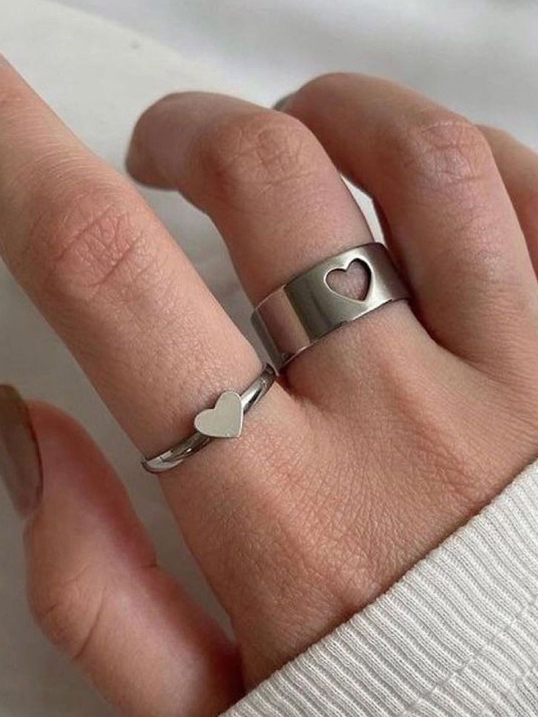 

Designs By JEWELS GALAXY Set Of 2 Silver-Plated Finger Rings