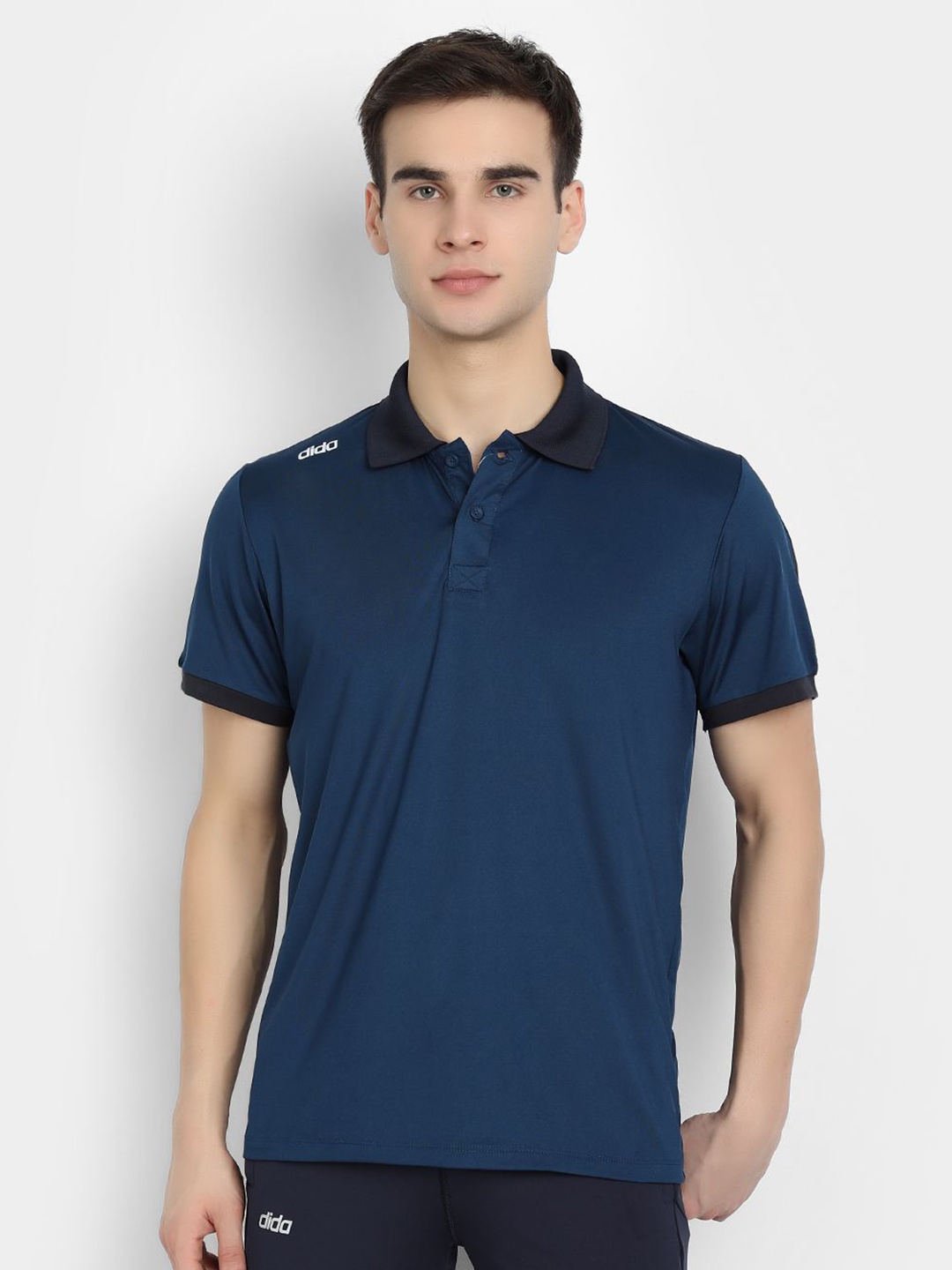 

DIDA Men Polo Collar Dri-FIT Applique T-shirt, Blue
