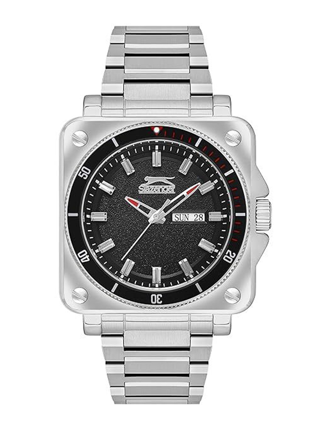 

Slazenger Men Alloy Dial & Stainless Steel Strap Analogue Watch SL092232101, Black