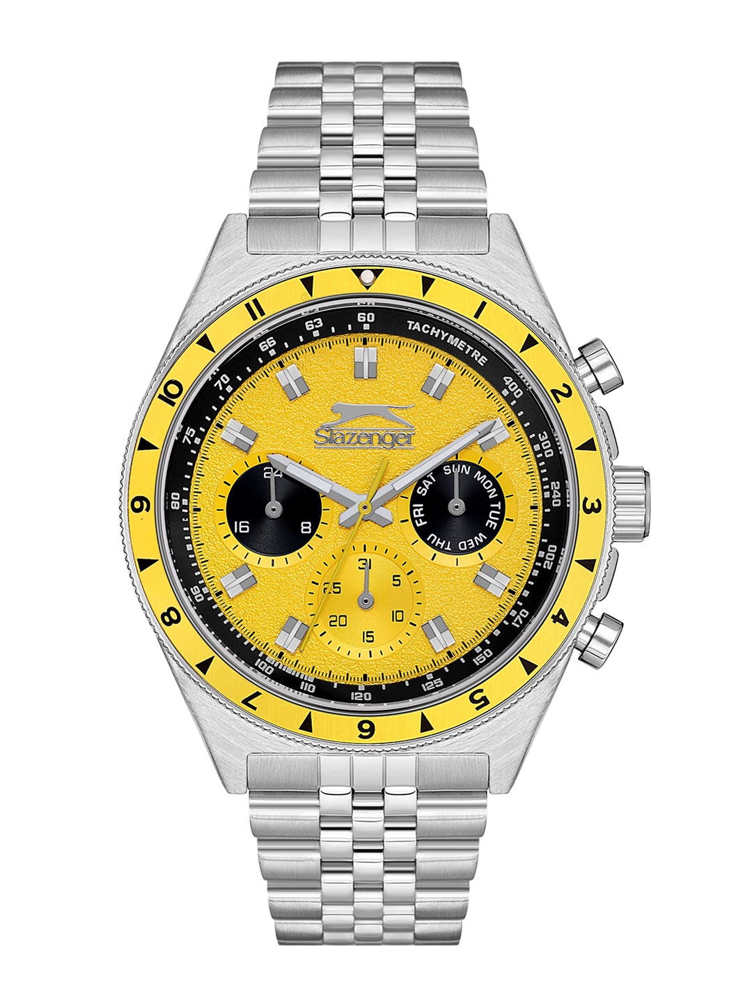 

Slazenger Men Stainless Steel Bracelet Style Analogue Multi Function Watch SL092248204, Yellow