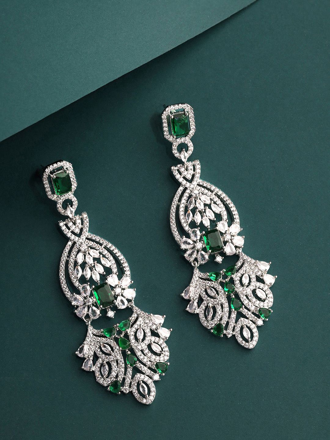 

Priyaasi American Diamond Silver Plated Drop Earrings