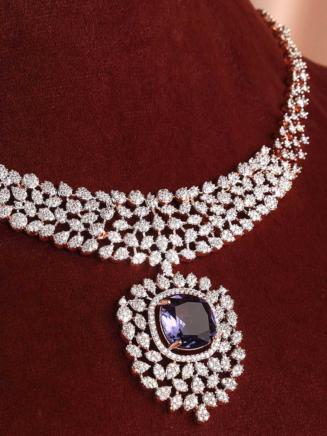 

Priyaasi Gold-Plated American Diamond-Studded Jewellery Set, Rose gold